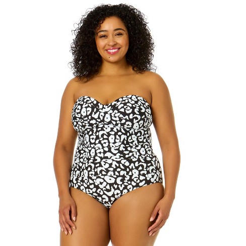 Anne Cole Plus Women's Plus Wild Cat Twist Front Shirred One Piece