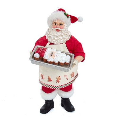 Kurt Adler 10.5" Fabriche Santa and Tray of Santa Face Cake