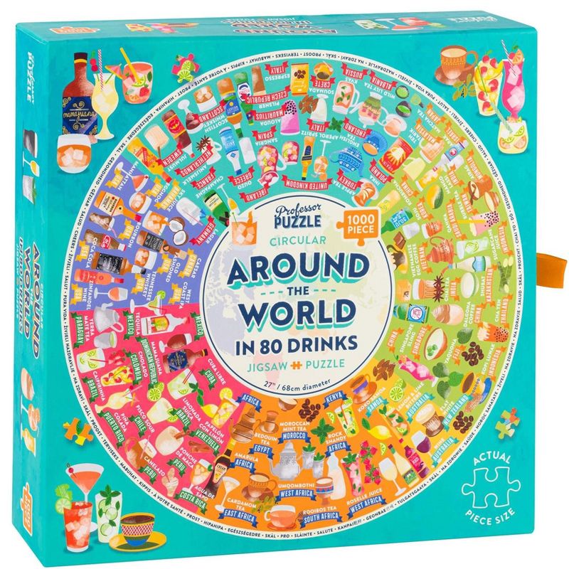 Professor Puzzle USA, Inc. Around the World in 80 Drinks 1000 Piece Jigsaw Puzzle, 1 of 2
