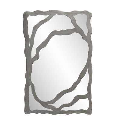 HomeRoots 44" Gray Wood Free Form Framed Accent Mirror