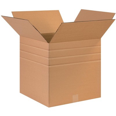 The Packaging Wholesalers Multi-Depth Corrugated Boxes 17" x 17" x 17" Kraft 25/Bundle BS171717MD