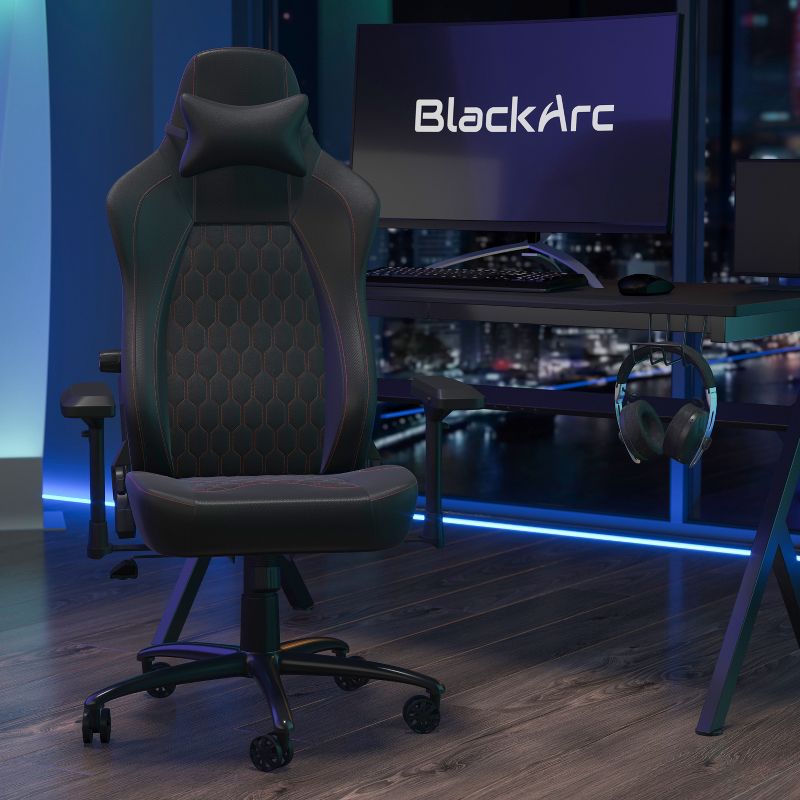 BlackArc High Back Adjustable Gaming Chair with 4D Armrests, Head Pillow and Adjustable Lumbar Support, 3 of 18