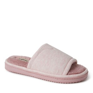 Dearfoams Womens Demi Rib Knit Fuzzy Slide House Slipper - 1 of 4