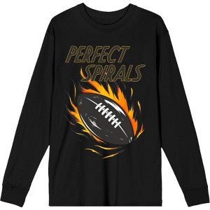 "Perfect Spirals" Flaming Football Adult Long Sleeve Tee - 1 of 2