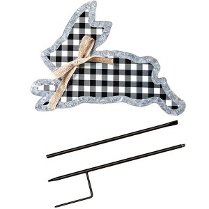 The Lakeside Collection Galvanized Gingham Bunny Stakes - 1 of 2