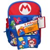 Nintendo Super Mario Red 5pc 16" School Backpack Set with a lunch bag, water bottle, carabiner clip & ID holder, Blue - 2 of 4
