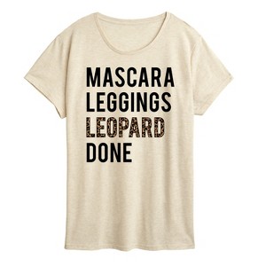 Women's - Instant Message - Mascara Leggings Leopard Print Short Sleeve Graphic T-Shirt - 1 of 4