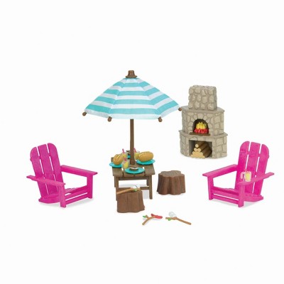 Li'l Woodzeez Miniature Playset with Toy Furniture 23pc - Outdoor Patio Set