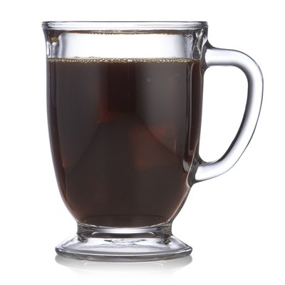 Libbey Kona Clear Glass Coffee Mugs, 16-ounce, Set of 6