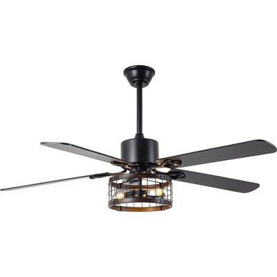 Bella Depot 52" Black Industrial Cage Ceiling Fan with Light