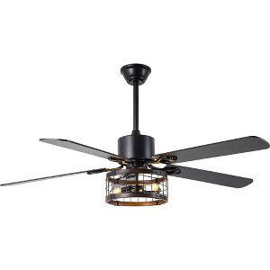 Bella Depot 52" Black Industrial Cage Ceiling Fan with Light - 1 of 4