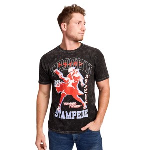 Trigun Stampede Vash Humanoid Typhoon Men's Black Mineral Wash Oversized Crew Neck Short Sleeve T-shirt - 1 of 4