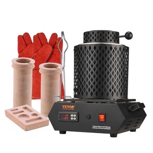 VEVOR Gold Melting Furnace, 1350W, 2102 ℉ Max Temperature, Digital Electric Melting Furnace with 1 kg and 3 kg Ceramic Crucibles, Crucible Tongs,Black - 1 of 4