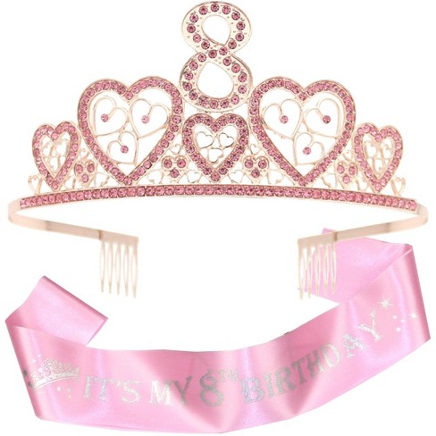 VeryMerryMakering 8th Birthday Sash and Tiara for Girls - Pnk - image 1 of 4