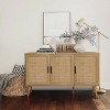 LuxenHome Rattan Buffet Cabinet with Storage, 47" Light Oak Finish Wood Accent Sideboard Cabinet with 3-Door, Boho Coffee Bar Console Table - 4 of 4