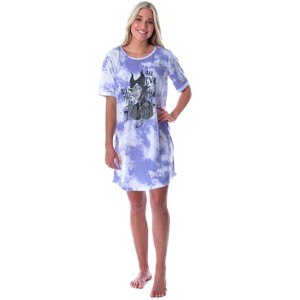 Disney Princess Womens Villains Sleeping Beauty Maleficent Nightgown Sleep Shirt Purple - 1 of 4