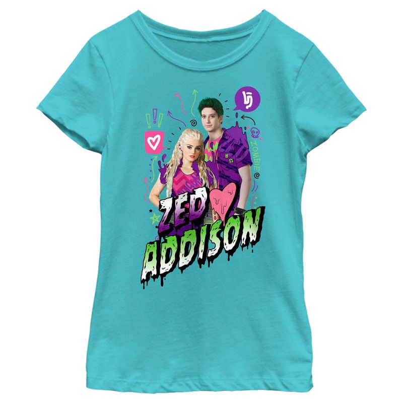 Girl's Z-O-M-B-I-E-S Zed and Addison T-Shirt, 1 of 5