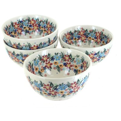 Blue Rose Polish Pottery Tara 4 PC Dessert Bowl Set