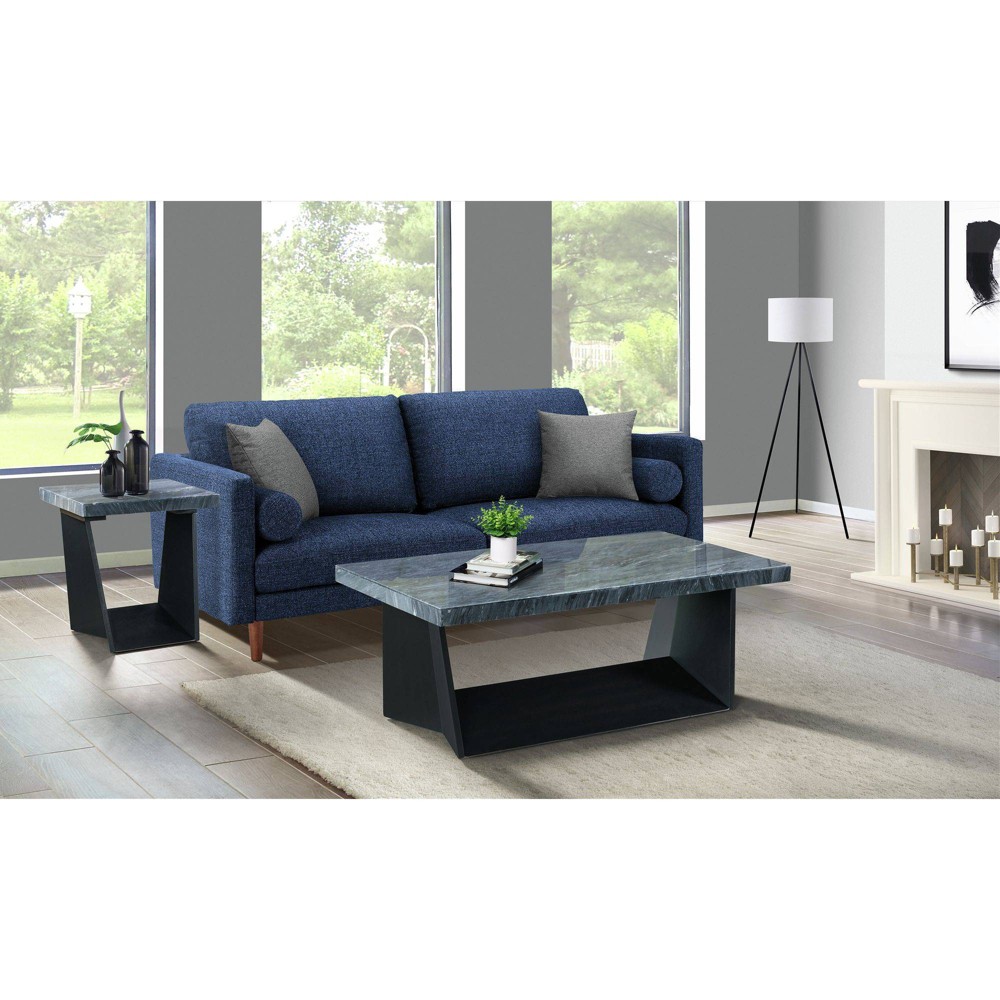 Photos - Coffee Table Tobias End Table with Marble Top Dark Gray - Picket House Furnishings Dark
