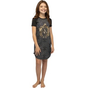Harry Potter Girls Foil Print Hogwarts Raglan Nightgown - 1 of 4