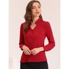 Allegra K Women's Elegant V Neck Work Office Button Up Shirt - 3 of 4