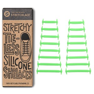 The Original Stretchlace No-Tie Silicone Elastic Shoelaces – Green Tieless Shoe Laces (1 Set) - 1 of 4
