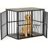 43 Inch Wooden Dog Crate Furniture, Indoor Pet Cage with Dual Doors and Food Bowl Holder, Heavy-Duty Kennel for Medium and Large Dogs - 2 of 4