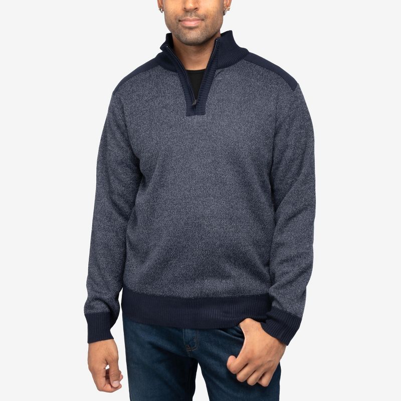 X RAY 1/4 Zip Sweater With Contrast Shoulder Piecing, 1 of 7