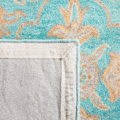 Turquoise and Beige Hand-Tufted Wool Area Rug, 2' x 3'