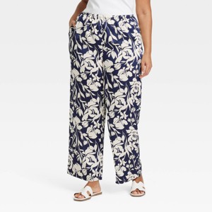 Women's Mid-Rise Pull-On Satin Pants - A New Day™ - 1 of 3