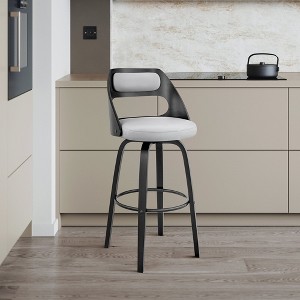 Armen Living Julius Bar Stool Gray and Black 26 in Seat Height - 1 of 4