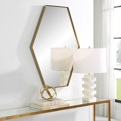 Ankara Brass Hexagon Mirror with Stainless Steel Frame