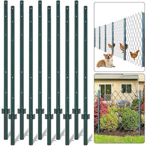 Metal Fence Post,Pack of 10 U Post for Wire Fence,No Dig Steel U Posts Fencing,Wire Mesh Fences Poles Sign Outdoor Light Duty for Yard,Garden - 1 of 4