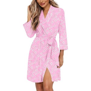 Ekouaer Women Robes Shawl Collar Bathrobe Short Robe Soft Knit ...