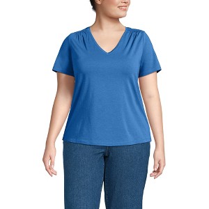 Lands' End Women's Short Sleeve Lightweight Jersey Gathered Shoulder T-Shirt - 1 of 4