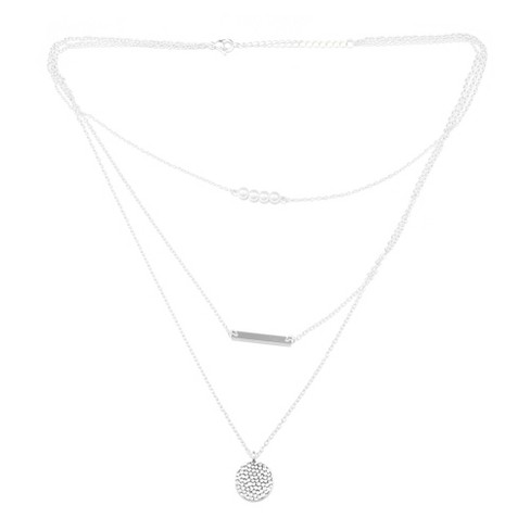Unique Bargains Layered Choker Necklaces Circle Pendant Choker Necklace for  Women Silver Tone 1PC