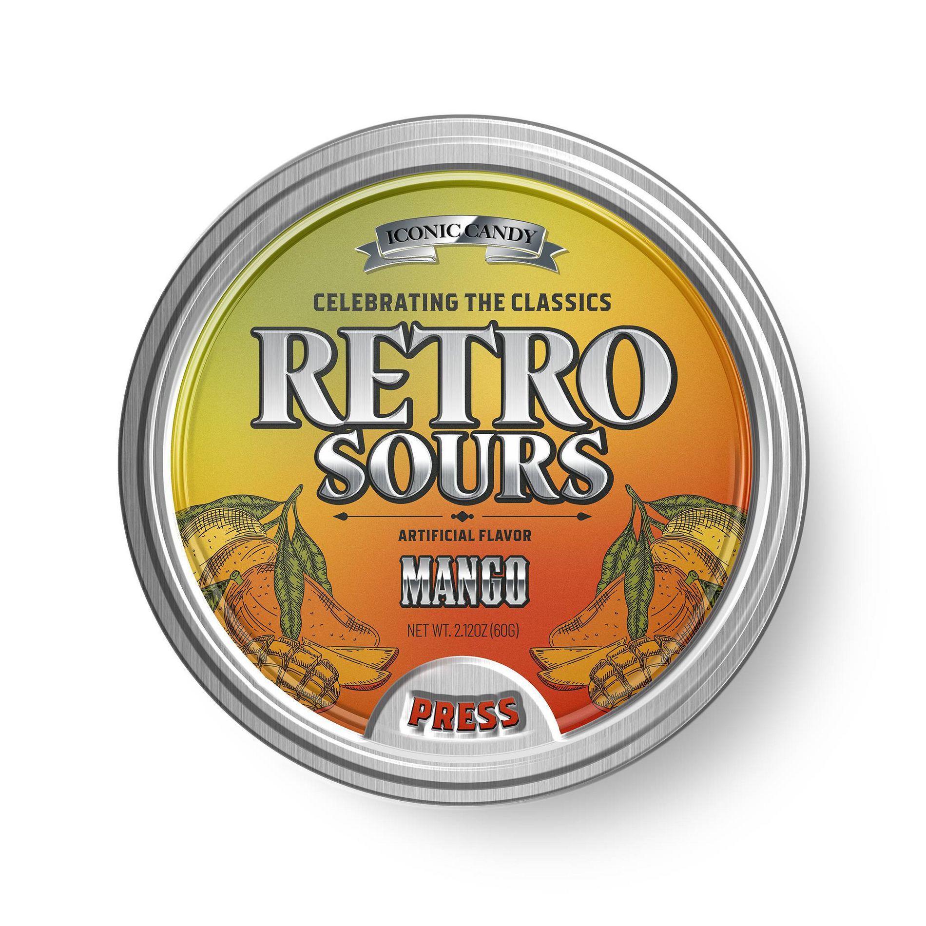 Retro Sours Mango Candy Tin - 2.12oz