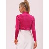 Allegra K Women's Long Sleeve Cocktail Party Open Front Cropped Velvet Bolero Shrugs - 4 of 4