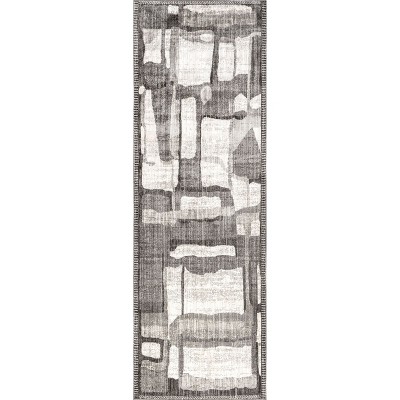 Nuloom Chrissie Abstract Shapes Fringe Runner Indoor Area Rug - 2' 8" x 8', Gray