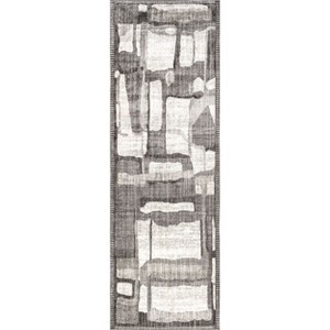 Nuloom Chrissie Abstract Shapes Fringe Runner Indoor Area Rug - 2' 8" x 8', Gray - 1 of 4