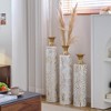 Angel Sar Handmade Ornate Metal Floor Vase, Gold Relief Medallion, Large Tall Flower Vase(Set Of 3) - 3 of 4