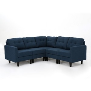 5pc Emmie Sectional Sofa Navy Blue - Christopher Knight Home, Blue Blue