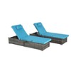 Okak 2-Piece Outdoor Wicker Chaise Lounge Set with Adjustable Back,All-Weather PE Rattan Lounger with Cushions for Backyard,Garden,Beach - 2 of 4
