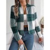 Women's Flannels Plaid Blazer Jackets Casual Long Sleeve Open Front Cropped Business Work Coat Tops - 2 of 4