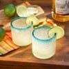 Segunda Vida Primavera Mexican Drinking Glasses - Hand Blown Colored Glassware - Blue Rimmed Tumblers, 100% Recycled Glass, 12oz, Set of 2 - 2 of 4