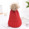 Anna-Kaci Women's Cable Knit Beanie with Faux Fur Pom-Pom - Warm Stretchy Winter Hat for Casual Daily Wear - 3 of 4