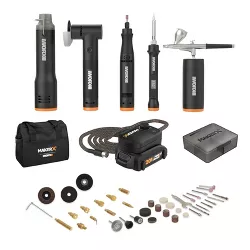 Worx MAKERX WX997L 5-tool Kit with Rotary Tool, Wood & Metal Crafter, Air Brush, Heat Gun, Grinder, Carry Bag Battery and Charger Included