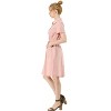 INSPIRE CHIC Women's Point Collar Front Elastic Waist Drawstring Mini Shirt Dress with Pocket - 4 of 4