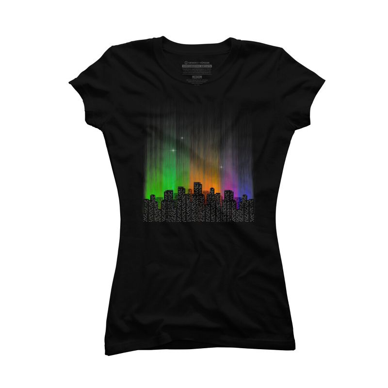 Junior's Design By Humans Urban Northern Lights By Maryedenoa T-Shirt, 1 of 3