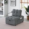 NicBex Convertible Sleeper Chair,Modern Velvet Pull-out Sofa Bed with Solid Wood Frame,Soft Couches for Living Room,Beige/Orange/Gray/Pink - 2 of 4